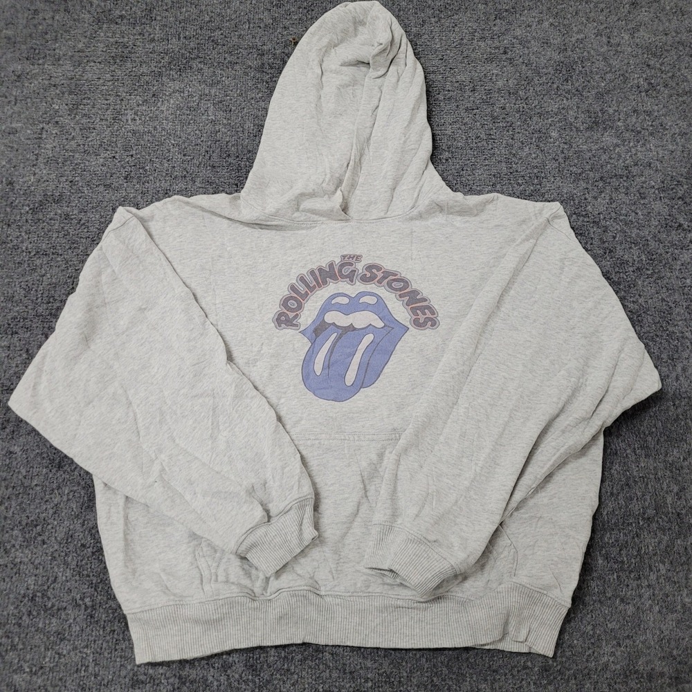 American Eagle Hoodie Womens Size S Grey Rolling Stones Graphic Relaxed Pullover